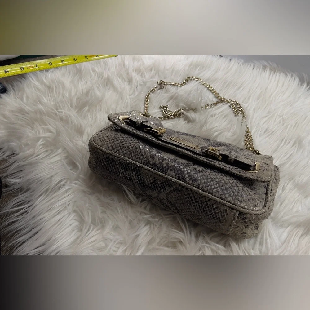 Michael Kors Beige Snake Print Shoulder Bag with Gold Accents